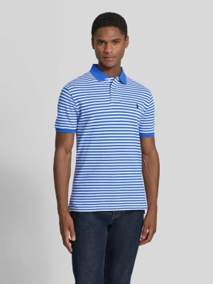 koszulka polo o kroju slim fit z czystej bawełny model 'YD MESH STRIPE POLO' Polo Ralph Lauren Królewski niebieski
