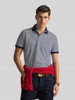 koszulka polo o kroju slim fit z czystej bawełny model 'YD MESH STRIPE POLO' Polo Ralph Lauren Granatowy