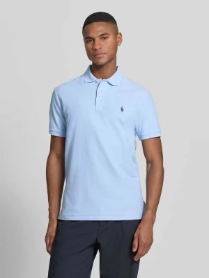 Koszulka polo o kroju slim fit z czystej bawełny Polo Ralph Lauren Błękitny