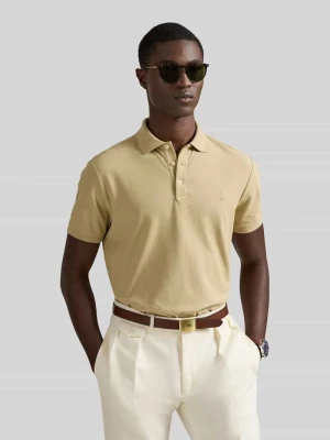 Koszulka polo o kroju slim fit z czystej bawełny Polo Ralph Lauren Beżowy