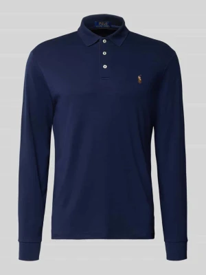 Koszulka polo o kroju slim fit z czystej bawełny Polo Ralph Lauren Granatowy