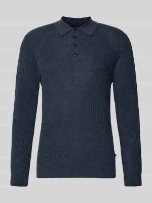Koszulka polo o kroju slim fit z czystej wełny model 'Kerone' Matinique Oceaniczny