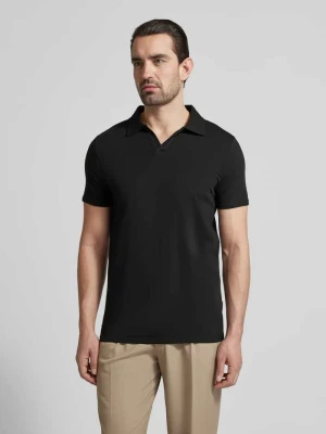 Koszulka polo o kroju slim fit z dekoltem w serek lindbergh Czarny