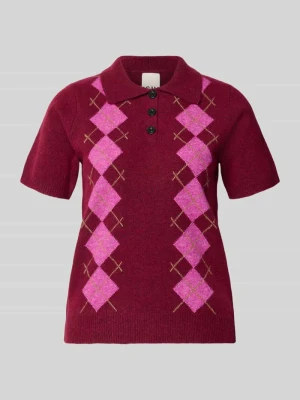 Koszulka polo o kroju slim fit z dodatkiem wełny model 'Dasila' Ichi Bordowy