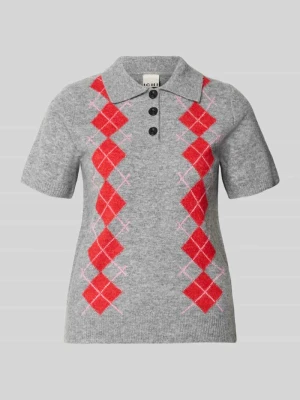 Koszulka polo o kroju slim fit z dodatkiem wełny model 'Dasila' Ichi Jasnoszary