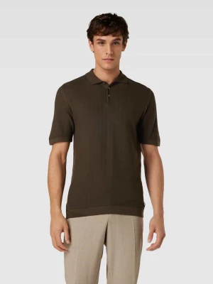 Koszulka polo o kroju slim fit z fakturowanym wzorem model ‘Flavio’ CINQUE