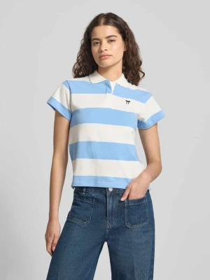 koszulka polo o kroju slim fit z haftem REVIEW Królewski niebieski