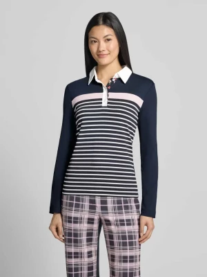 Koszulka polo o kroju slim fit z mieszanki bawełny Marc Cain Granatowy