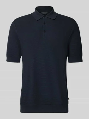 Koszulka polo o kroju slim fit z mieszanki bawełny w imitacji dzianiny Matinique Granatowy