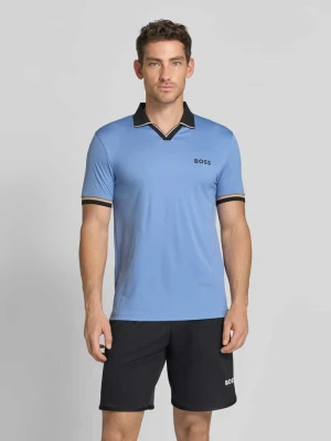 Koszulka polo o kroju slim fit z nadrukiem z logo model 'PL_TOC SERVE 2' Boss Oceaniczny