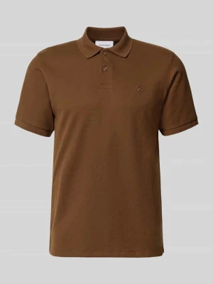 koszulka polo o kroju slim fit z wyhaftowanym logo model 'AUSTIN' Jack&Jones Średniobrązowy