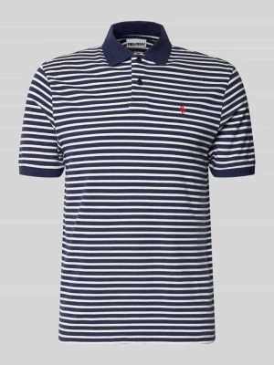 koszulka polo o kroju slim fit z wyhaftowanym logo REVIEW Granatowy