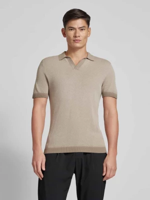 Koszulka polo o kroju slim fit ze wzorem w jodełkę model 'BRAIAN' drykorn