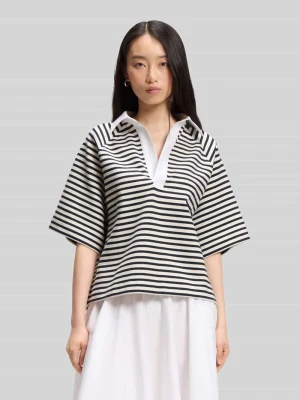 Koszulka polo o luźnym kroju z mieszanki bawełny model 'ESSIPA_STRIPED' Boss Granatowy