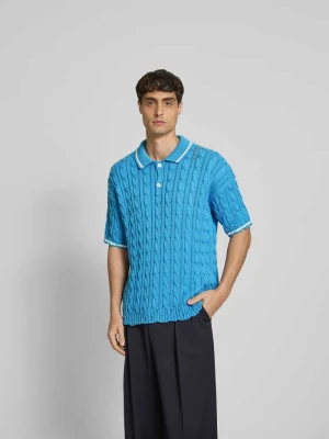 Koszulka polo o wyglądzie dzianiny w kroju regular fit Marni Królewski niebieski