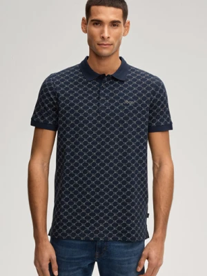 Koszulka polo Paigam w kolorze granatowym ze wzorem w chabry Joop
