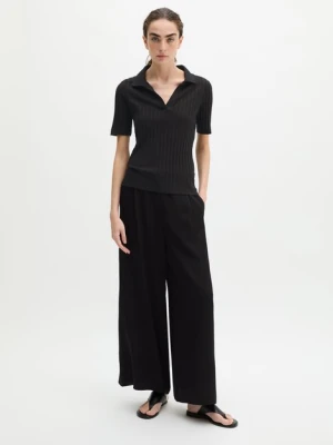 Koszulka polo pointelle slim Marc O'Polo černá