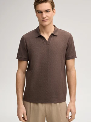 Koszulka polo Pono w kolorze ciemnobrązowym, teksturowana Joop