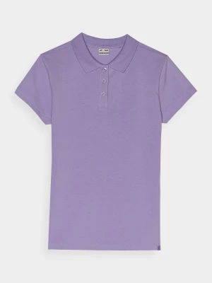 Koszulka polo regular dziewczęca - fioletowa 4F