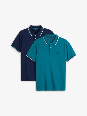 Koszulka polo regular fit (2 szt.) BonPrix niebieski