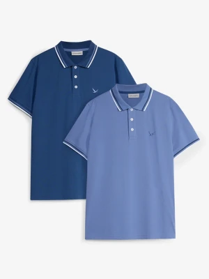 Koszulka polo regular fit (2 szt.) BonPrix niebieski