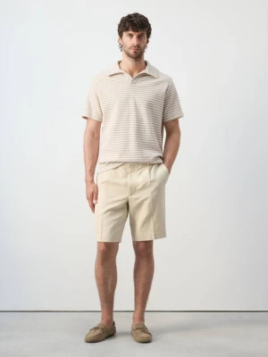 Zdjęcie produktu Koszulka polo regular fit z teksturą w paski beżowy - Mężczyzna - - MANGO MAN