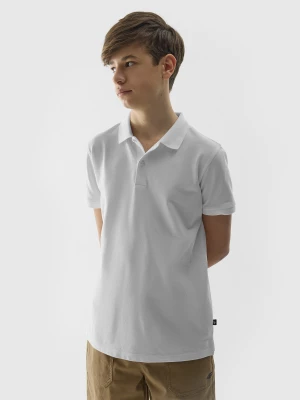 Koszulka polo regular gładka chłopięca - biała 4F