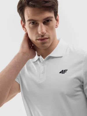 Koszulka polo regular gładka męska - biała 4F