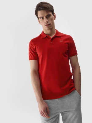 Koszulka polo regular gładka męska - czerwona 4F
