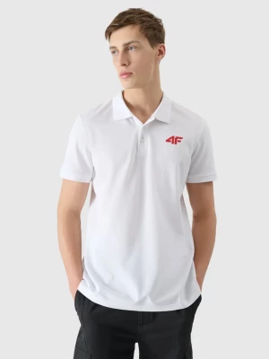 Koszulka polo regular męska - biała 4F