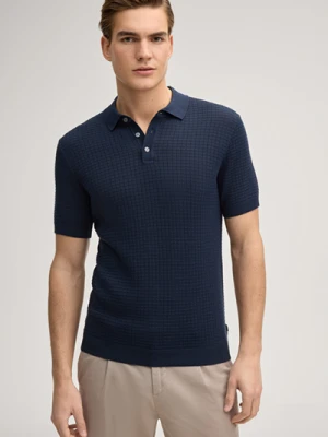 Koszulka polo Vanceo w kolorze ciemnoniebieskim o fakturze strukturalnej Joop