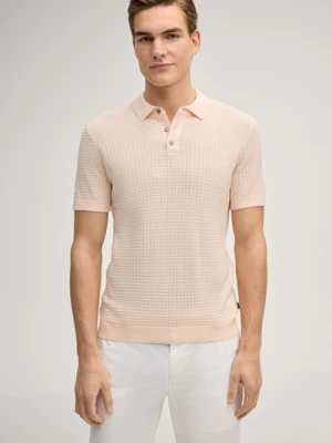 Koszulka polo Vanceo w kolorze morelowym o fakturze strukturalnej Joop