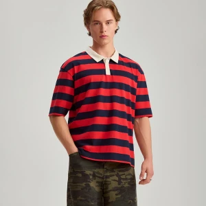 Koszulka polo w czerwono-czarne paski House