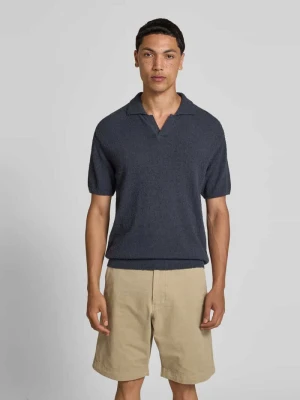 Koszulka polo o wyglądzie dzianiny w kroju regular fit Closed Ciemnoniebieski