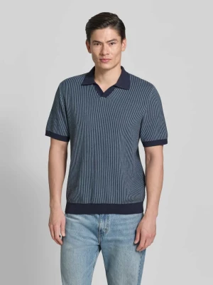 Koszulka polo w dzianinowym wyglądzie o kroju regular fit model 'Preston' Jack&Jones Granatowy