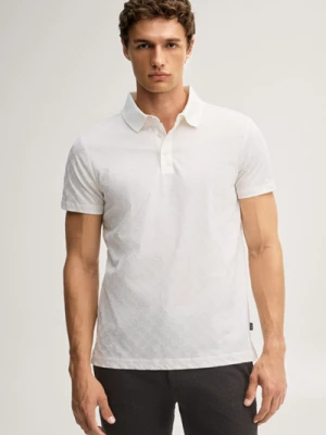 Koszulka polo w kolorze offwhite z motywem chabru JOOP!