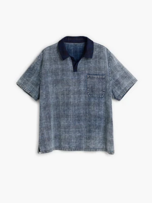 Koszulka polo w kratę Desigual niebieski