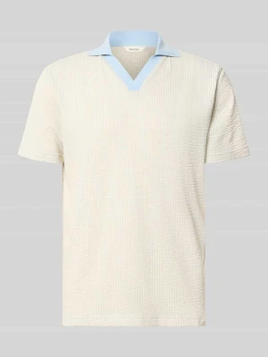 Koszulka polo w kroju regular fit o wyglądzie seersucker model 'MARNI' Selected Homme Jasnoniebieski