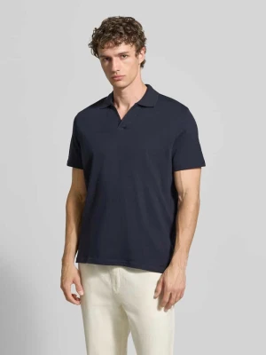 Koszulka polo w kroju slim fit z dekoltem w serek MCNEAL Ciemnoniebieski