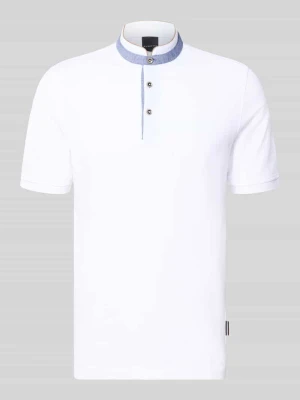 Koszulka polo w kroju slim fit ze stójką Bugatti Biały