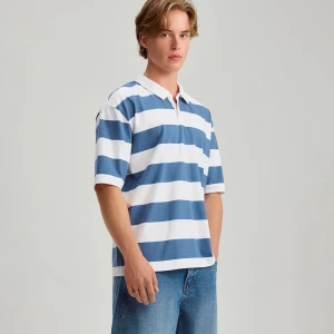 Koszulka polo w niebiesko-białe paski House