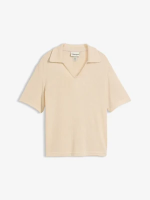 Koszulka polo w optyce dzianiny BonPrix beżowy