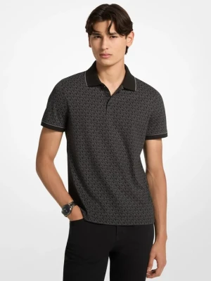 Koszulka polo z bawełnianego dżerseju z nadrukiem w charakterystyczne logo Michael Kors CZARNY (Czarny)