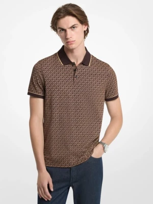 Koszulka polo z bawełnianego dżerseju z nadrukiem w charakterystyczne logo Michael Kors CZEKOLADOWY (Brązowy)