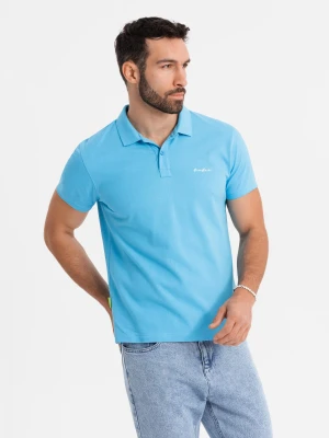 Zdjęcie produktu Koszulka polo z bawełnianej dzianiny pique – jasnoniebieska V3 Ombre Clothing jasnoniebieski
