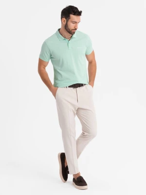 Koszulka polo z bawełnianej dzianiny pique – miętowa V1 OM-POSS-0103
 -                                    S Ombre