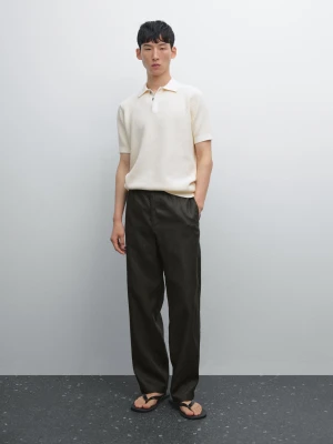 Koszulka Polo Z Bawełnianej Dzianiny Z Fakturą - Surowy - - Massimo Dutti - Mężczyzna