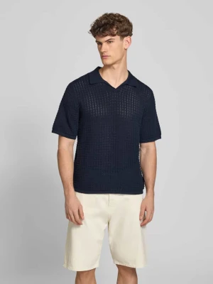 Koszulka polo z dekoltem w serek, krój regular fit Jack&Jones Granatowy