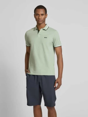 Koszulka polo z detalem z logo model ‘Paul’ BOSS Green