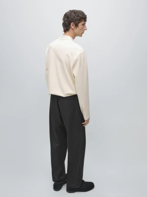 Koszulka Polo Z Długim Rękawem I Prążkowanym Wykończeniem - Surowy - - Massimo Dutti - Mężczyzna